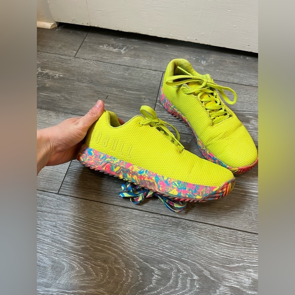 NoBull Project IMPACT Trainer Plus, Neon Lime Swirl/Confetti Bottom W 8.5